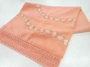 リボン刺繍ビロードレース花模様ショール